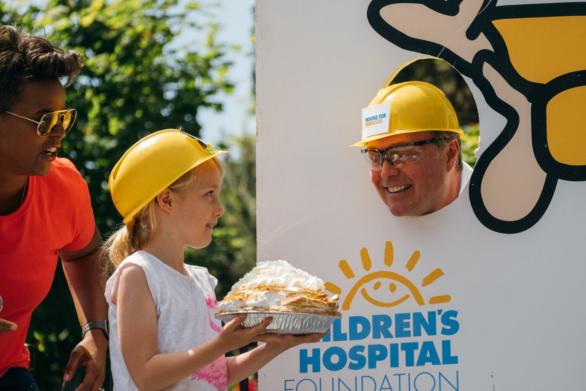BCCHF's tweet image. During today’s @TeckResources Pie Throw participants tossed some of the world’s most expensive cream pies in the faces of mining industry leaders. Thank you to #MiningforMiracles for helping us make incredible strides for our kids.