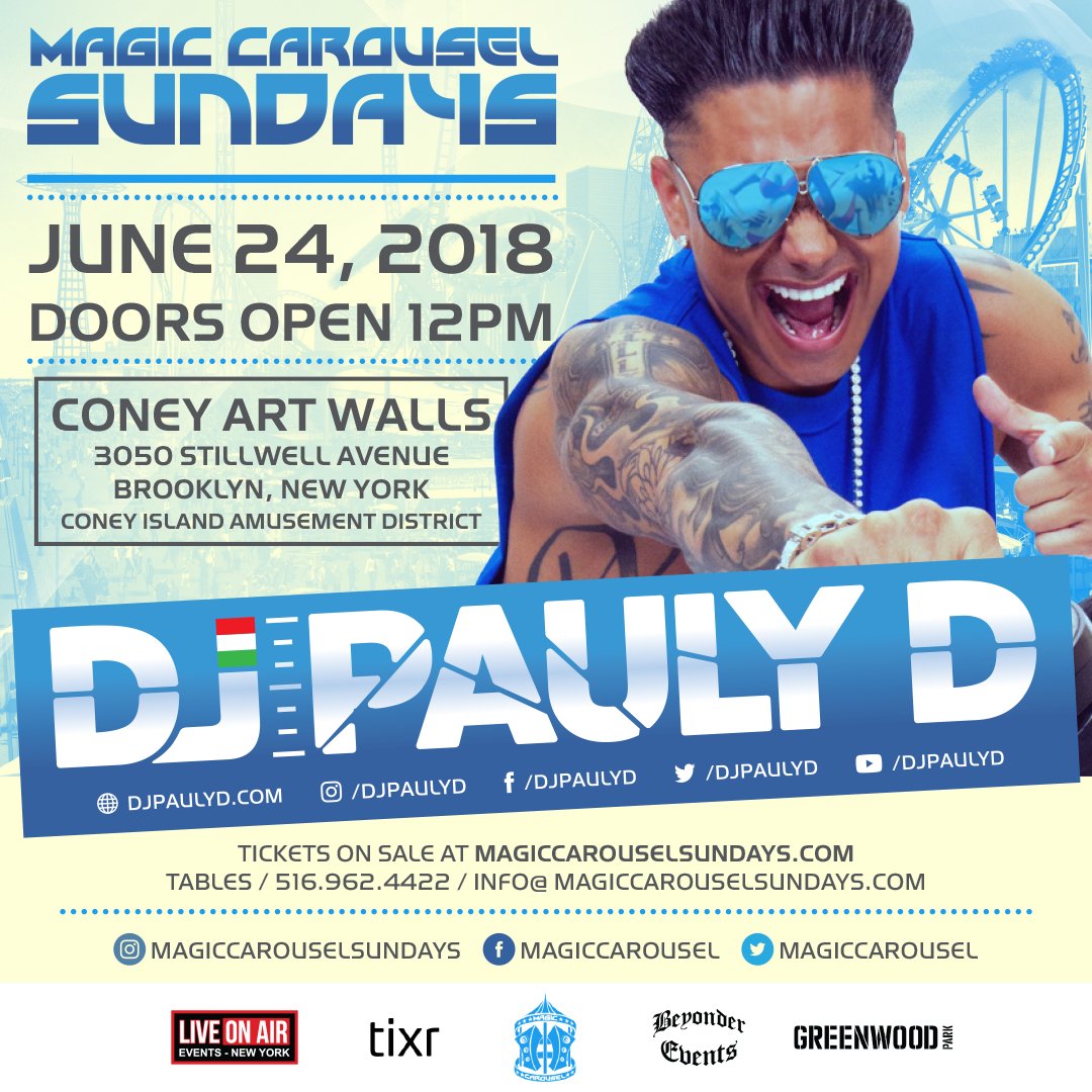 MagicCarousel's tweet photo. We can’t wait for 6/24 to welcome @DJPaulyD to Brooklyn NY! 😍 #mcs #DJPaulyD #sundayfunday #magiccarouselsundays #dayclub #coneyisland #Brooklyn #nyc #JSFamilyVacation
Hurry, Tickets are going fast⚡️https://t.co/vlNbD00mPB https://t.co/9Qmtqem7wM