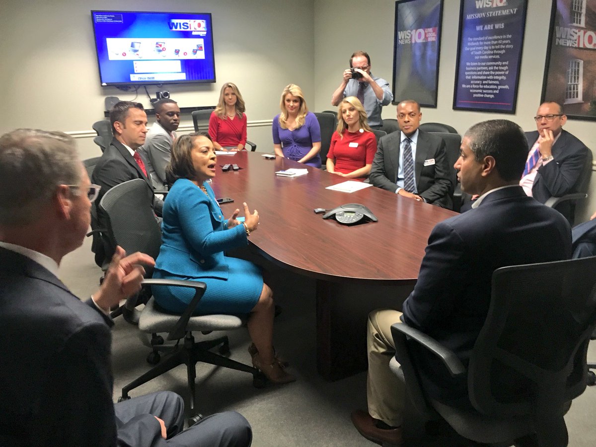 Finding_Nemeth's tweet photo. Thanks so much to the amazing folks @wis10 in Columbia, SC for a fantastic visit and roundtable. Your sincere dedication to your community and the important work that you do day in and day out is truly inspiring! Thank you for sharing your stories with us! @AjitPaiFCC https://t.co/NjrrpguBYo
