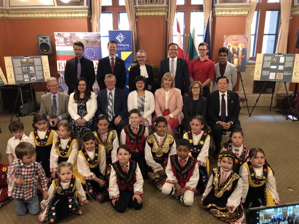 ceottawa's tweet photo. Marking day of Bulgaria culture &amp; Slavic alphabet originated by Christian missionaries St. Cyril &amp; St. Methodius in 9th century. Students fm local school named for the saints performed after #Bulgaria parliamentary friendship group AGM. Chargé d’Affaires Sverlana Stoycheva spoke. https://t.co/3m3slskS3v
