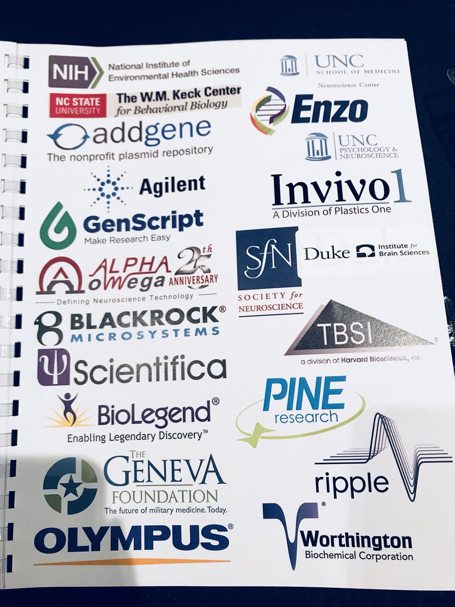 Triangle_SfN's tweet photo. THANK YOU to all our amazing sponsors who make the Spring Meeting possible! @DukeBrain @NCStateSciences @UNCPsych @BlackrockMicro @getolympus @Scientifica_Int @EnzoLifeSci @Agilent @Addgene @HarvardApp @BioLegend @alphaomegaeng @genevaUSA @Pine_Research @GenScript #TriangleNeuro https://t.co/zTq8whEEN2