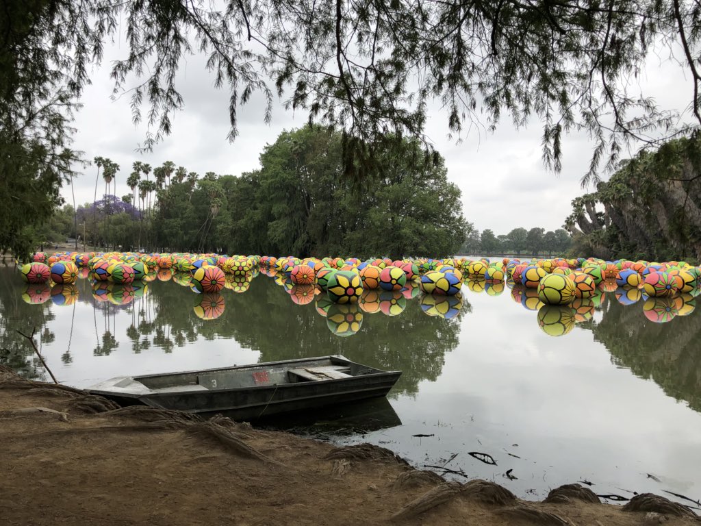 sljohnson4teach's tweet photo. Fairmont Park #artfloat Beautiful day at the park with my class. They painted several of these spheres. https://t.co/ShS2L9LFgQ