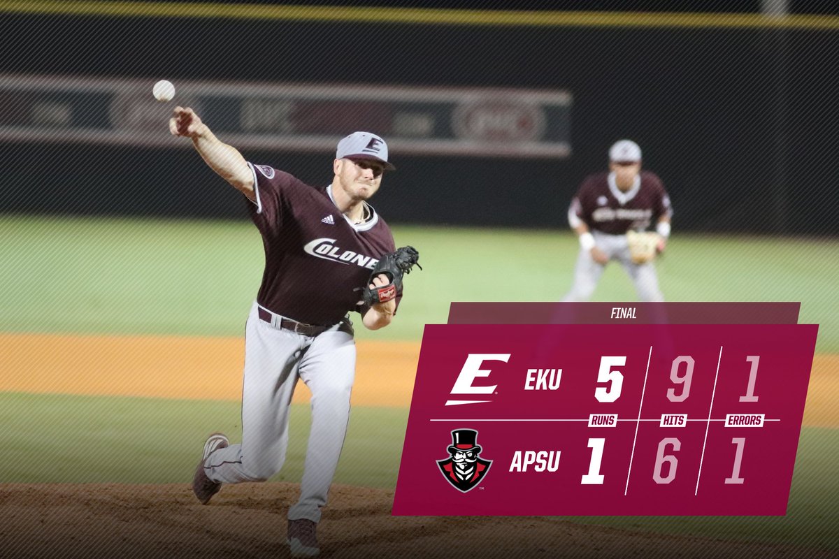 EKUBaseball's tweet photo. 🚨
COLONELS WIN!!  COLONELS WIN!!

@A_Ocean21 strikes out the side in the 9th!

EKU plays again on Friday at 8 p.m. ET.  Eastern’s opponent will not be
determined until after the second game on Friday, which begins at 4 p.m. https://t.co/0lBm34TCOQ