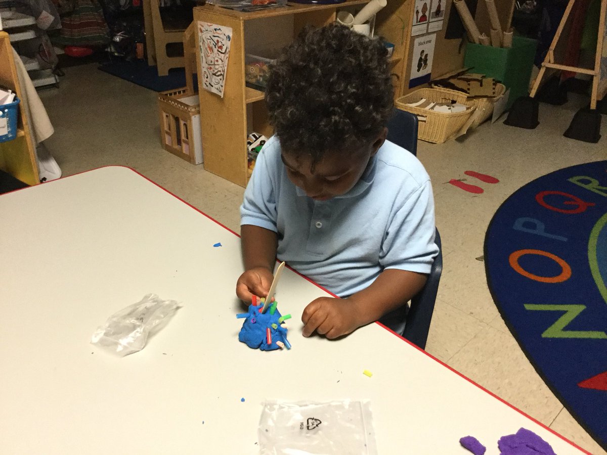 JacksontheTeach's tweet photo. Step 1- Explore volcano shape and features using playdough and materials from the art area. #studentledlearning #nisdppcd @NISDPassmore https://t.co/tGJt1dVhYv