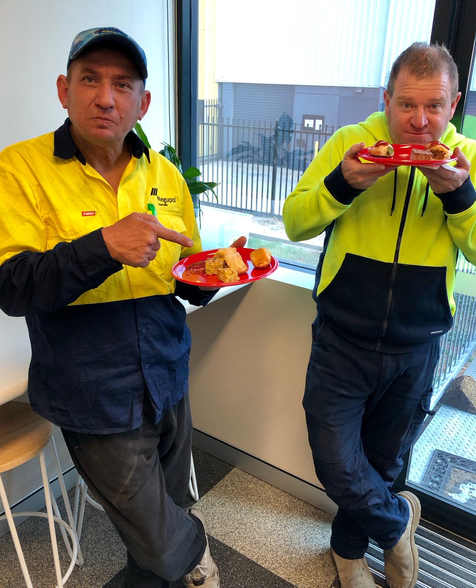 Regupol's tweet photo. Regupol employees indulged in the Australian Biggest Morning Tea today raising money for the Cancer Council. Thanks to Olivia, Kim, Mel and Joanne for providing the delicious food! https://t.co/fyzJCn4150