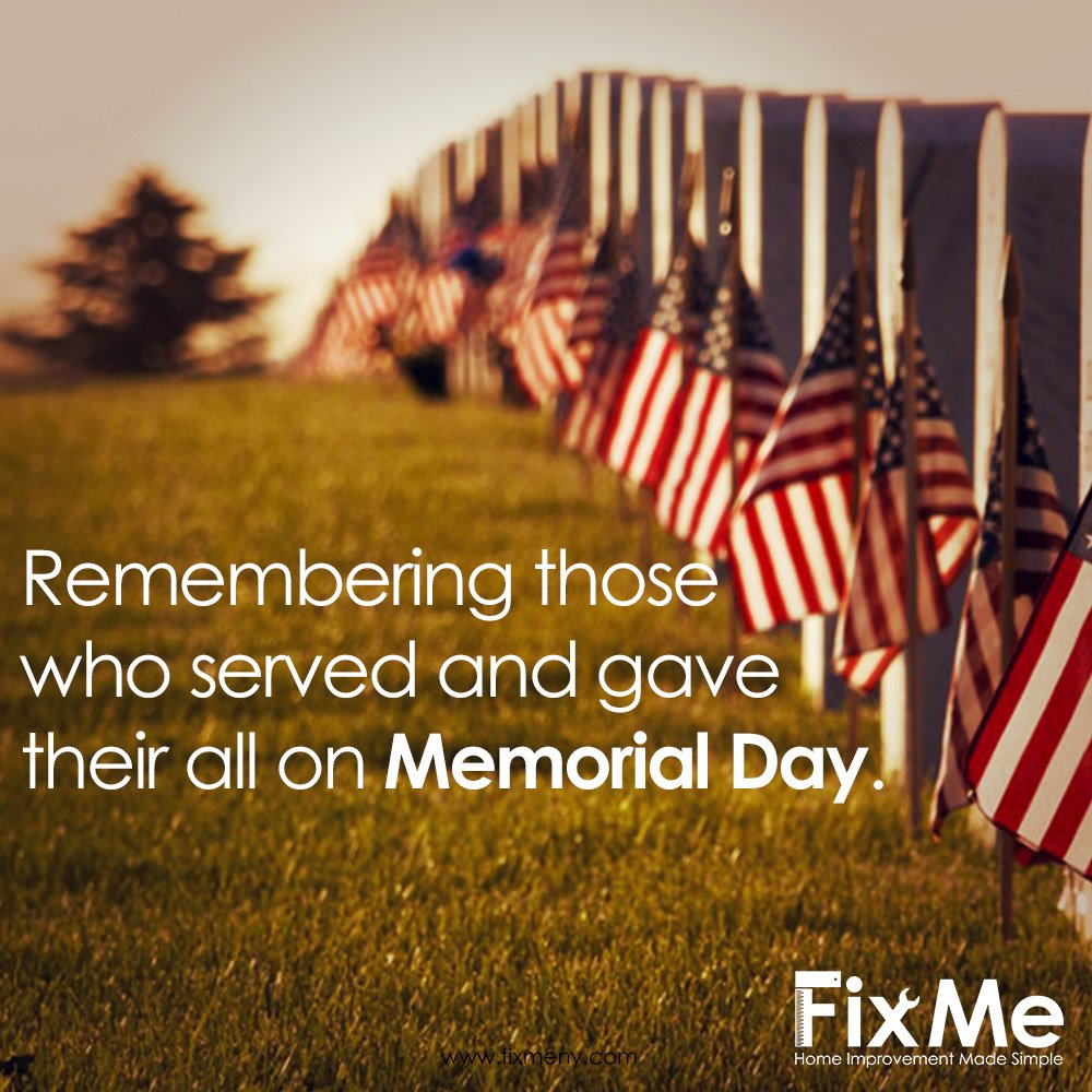 FixMeNY's tweet photo. We would like to wish everyone a happy and pleasant #MemorialDay weekend. With our COO Christian Valencia, a former Marine, we honor the lives that were lost and the sacrifices made to preserve our freedom by our brave men and women of our military. https://t.co/702zoTfbR5
