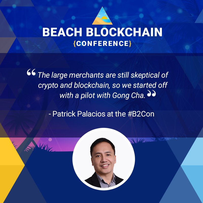 LoyalCoin's tweet photo. "The large merchants are still skeptical of crypto and blockchain, so we started off with a pilot with Gong Cha..."
-Patrick Palacios at the #B2Con https://t.co/UCayk4DWpf