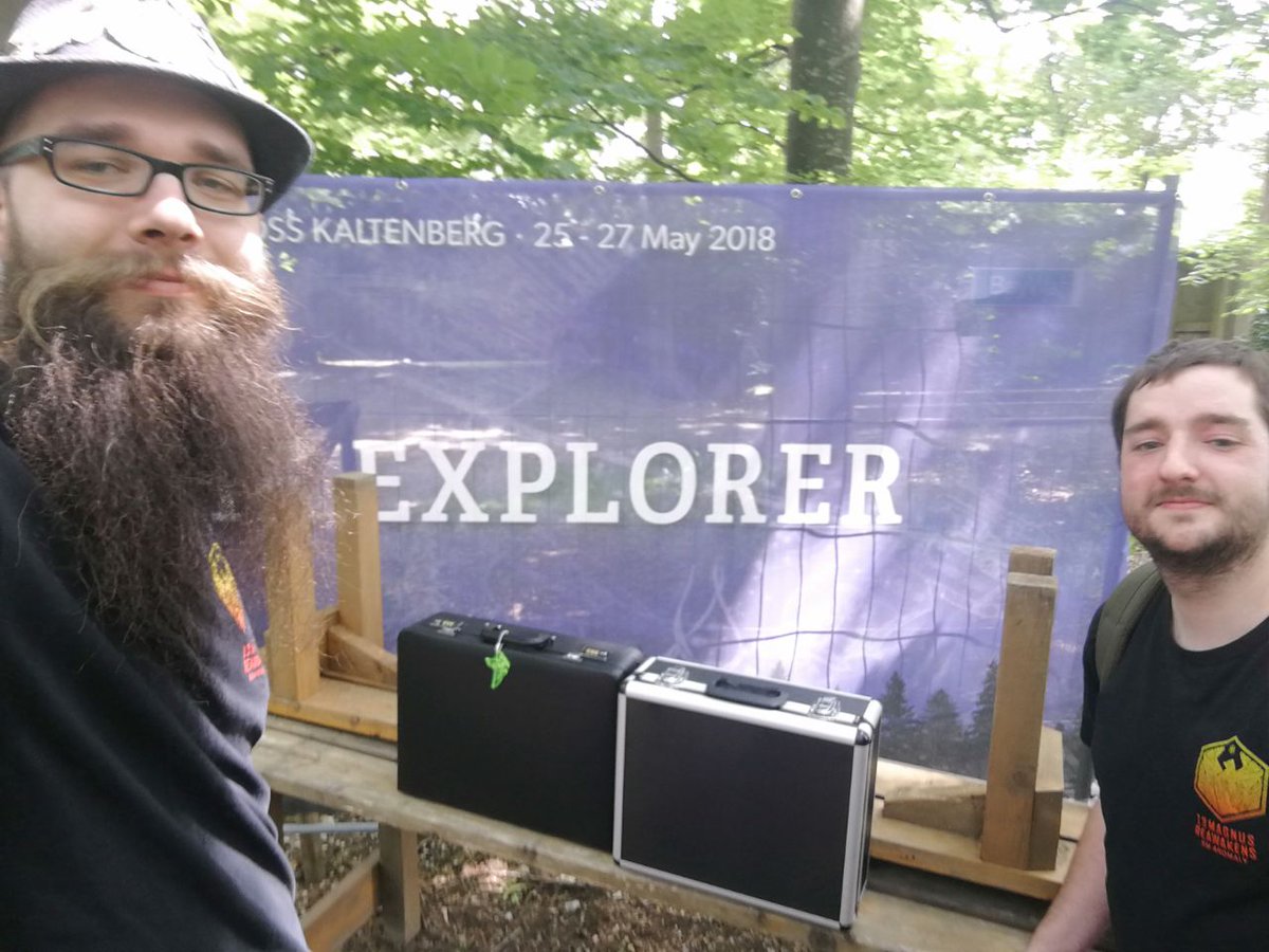 OrbisLudens's tweet photo. #TeamOrbisLudens, representing the #Explorer Archetype, is onsite at #SchlossKaltenberg for the #Ingress #EpiphanyNight2018 event. Lots of morning activity as the portal begins to be pieced together.  Much excitement as the precious #Tecthulhu module arrives! https://t.co/FI9uFHojGx