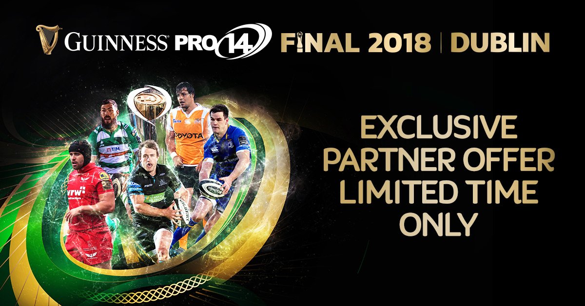 As proud partner of The Guinness PRO14 Final Series we’re delighted to offer an exclusive opportunity to purchase €20 tickets to Leinster v Scarlets this Saturday in The Aviva Stadium. Book now to avoid disappointment! bit.ly/2kkQ3h4