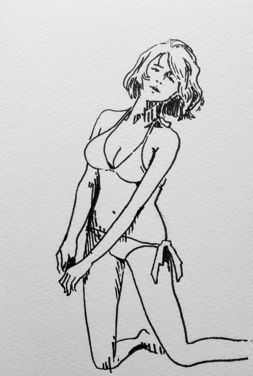 ねや 1 V Twitter ちなみに 膝立ちセクシーガールは鈴木ちなみ イラスト Illustration Pentel ぺんてる Signpen サインペン Sexy Girl By Signpen