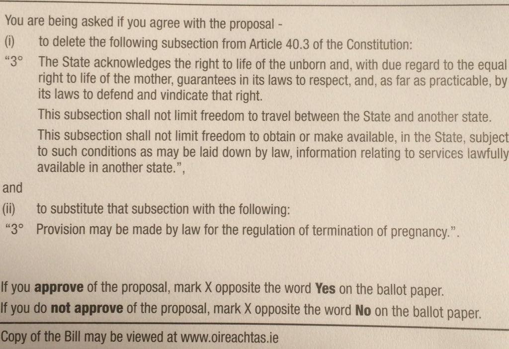 nedkaar's tweet photo. Polling Card “Provision may be made by law for the regulation of termination of pregnancy” (doesn’t sound extreme to me) https://t.co/T86NKsKJNj