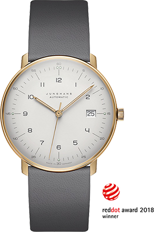junghans_jp's tweet photo. ノルトライン・ヴェストファーレン・デザインセンターが選定を行っているレッドドット・アワード 2018 にマックスビル　オートマティック　PVDケース　グレーストラップモデル(027/7806.00) が受賞しました．
近々レッド・ドット・デザイン・ミュージアムに展示予定． https://t.co/Uk83mE3yeA