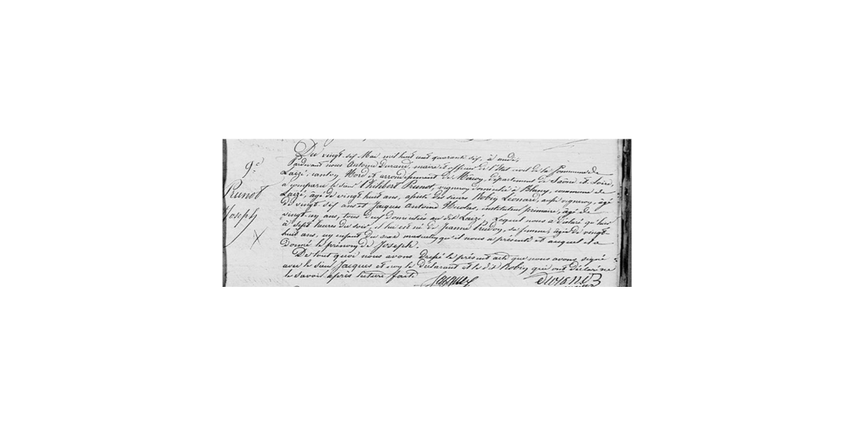 LDGenealogie's tweet photo. #1J1Collatéral Ce 25/05/1846 est né Joseph à Laizé (71) frère de Antoinette #PRUNOT l'#AGM de mon grand père maternel.
Il est le premier fils de #PRUDON Jeanne mariée avec Philibert François Marie Catherin, le 10/12/1843 à Laizé.
A t-il eu des enfants, mystère ? 🧐 https://t.co/Al5jZYZkxq