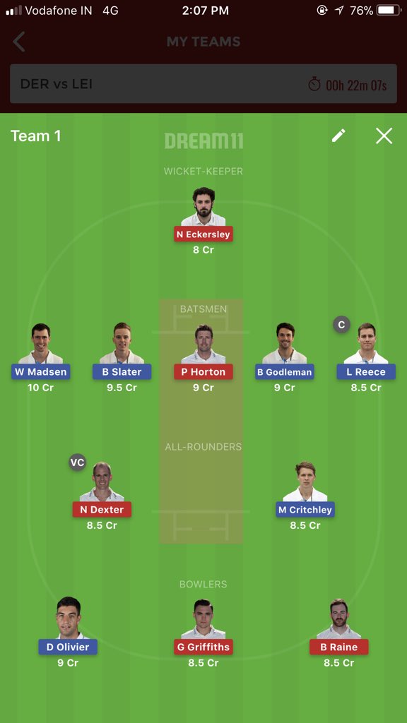 ViratKohli_007's tweet photo. Final Team 😊 #DERvsLEI #ENGODD #IPL #Dream11 #England https://t.co/cdNq0CmCp6
