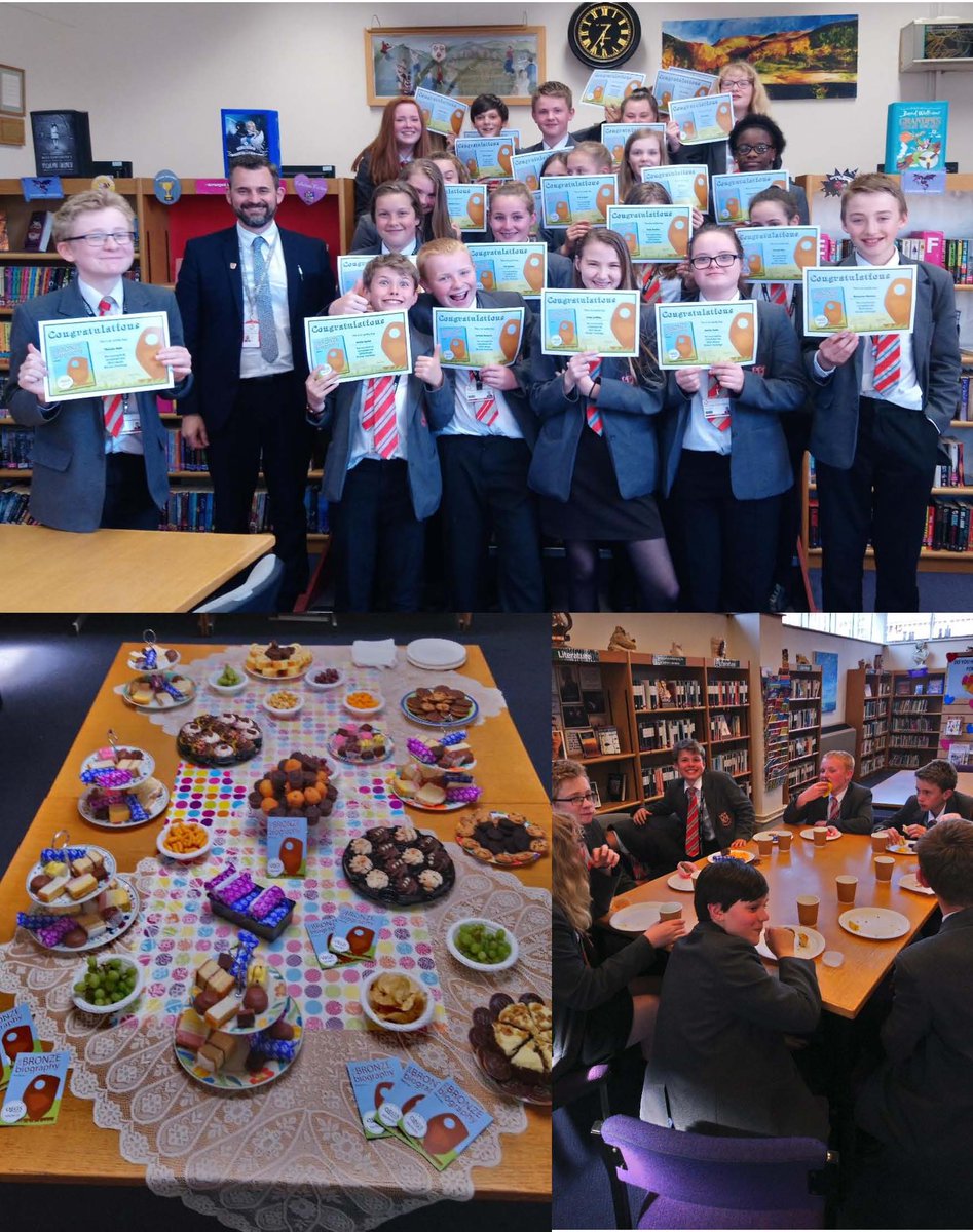 QEGS_Library's tweet photo. Well done to all those who completed the Bronze Biography Reading Challenge - their reward of Afternoon Tea went down a treat! Thanks to Mr Garrity for joining in the fun! https://t.co/8k9fkNSa9n