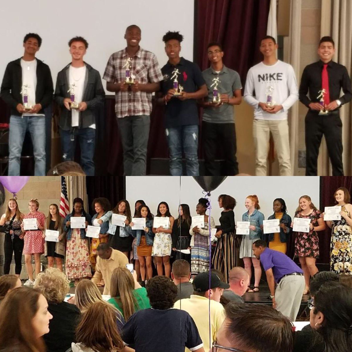 BurtandkimSmith's tweet photo. 2018 Track &amp; Field Banquet👏🏼👏🏼
So many awesome young athletes in one room celebrating their season! 

Thank you #rchstrack for our family memories - track life at Rancho these 4 yr has been so awesome!
#classof2018 

Masters Meet this Saturday💯 Go Cougars!
@RCHS_Cougars https://t.co/ZtFfj23uee