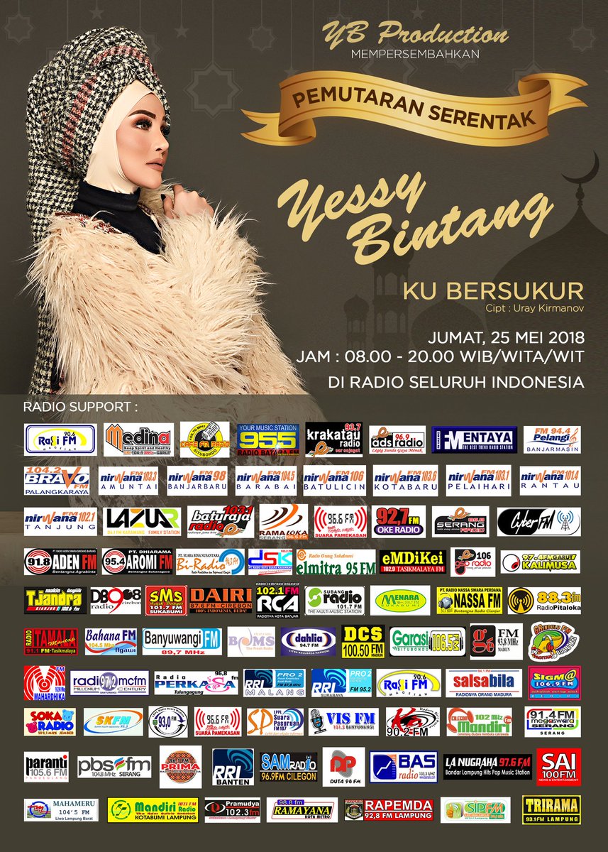 BataraFmMdn's tweet photo. Hari ini play perdana single @YessyBintang "Ku Bersukur" jam 17.00 wib di program musik religi https://t.co/cf2ukyhzTC