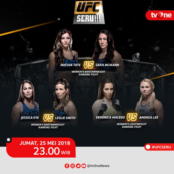 tvOneNews's tweet photo. Saksikan pertarungan seru di UFCSeru!!!: "Battle of Angles".
Jumat, 25 Mei 2018 pkl 23.00 WIB hanya di tvOne & streaming di tvOne connect https://t.co/UuTzS4QPtk.
#UFCSeru #BattleofAngels https://t.co/2OlJEHmxHw