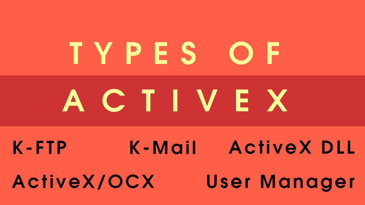 techyv1's tweet image. TYPES OF ACTIVE X CONTROL IN MICROSOFT VISUAL BASIC 6.0
#ActiveXControl #MicrosoftVisualBasic goo.gl/oShb1k