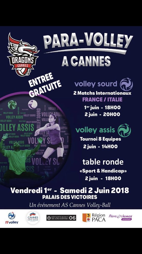 J-7 : Para-Volley à Cannes 
@FFvolley <a href="/FFVolleyAssis/">FF Volley Assis</a> <a href="/VolleySourd/">VolleySourd</a> #inédit #handisport #cannes