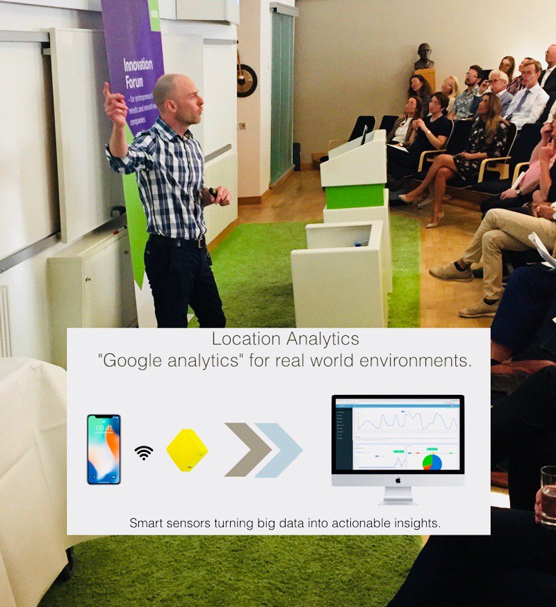 McMillion's tweet photo. SUPER excited presenting our Location analytics solution (IoT Analytics Platform) to a room filled with investors at SEB Innovation Forum. #locationanalytics #peoplemovements #NeedInsights #SEB https://t.co/xIf3U1CjOG