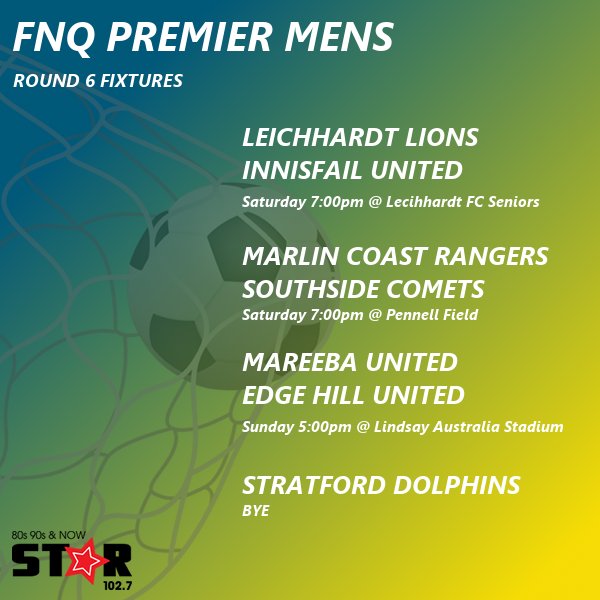 FNQFootball1's tweet photo. FNQ Premier Leagues are back for round 6! 

#FNQPL https://t.co/ONtUXEmarN
