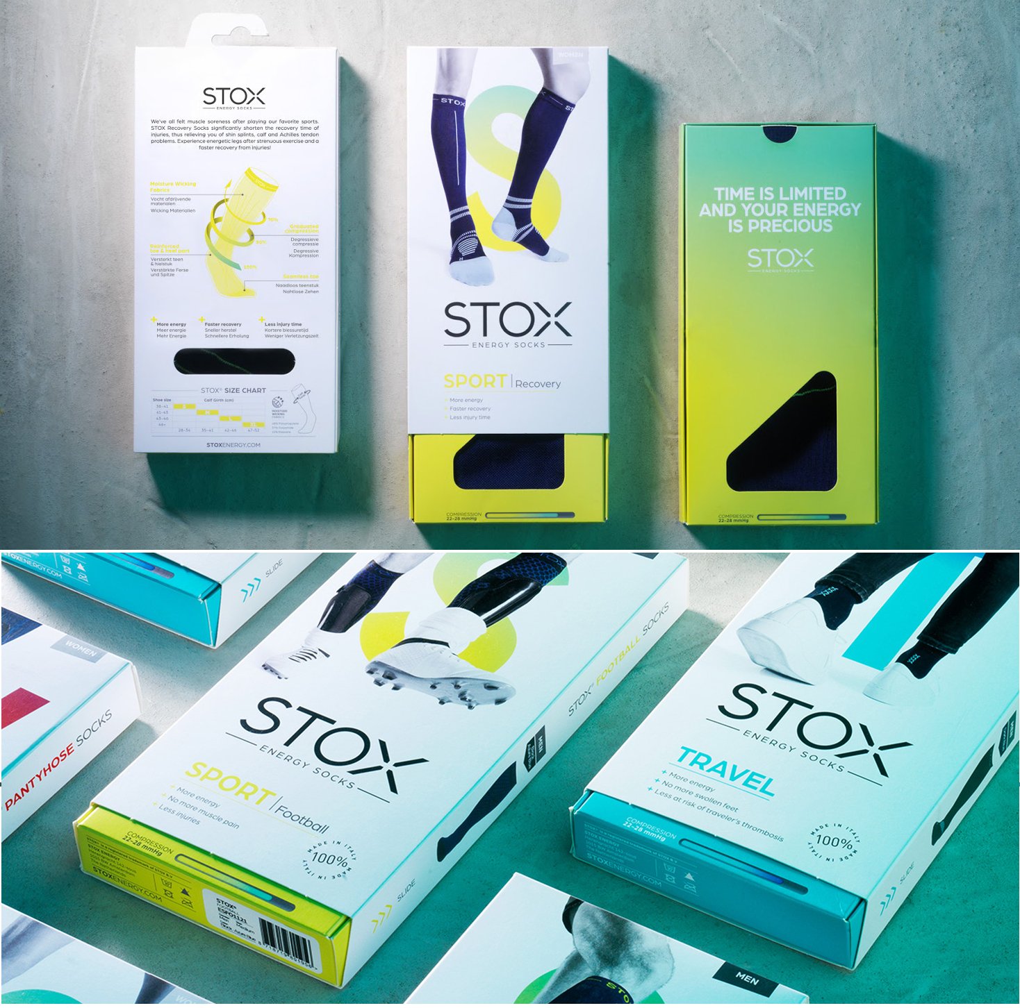 STOX Energy Socks luxury packaging