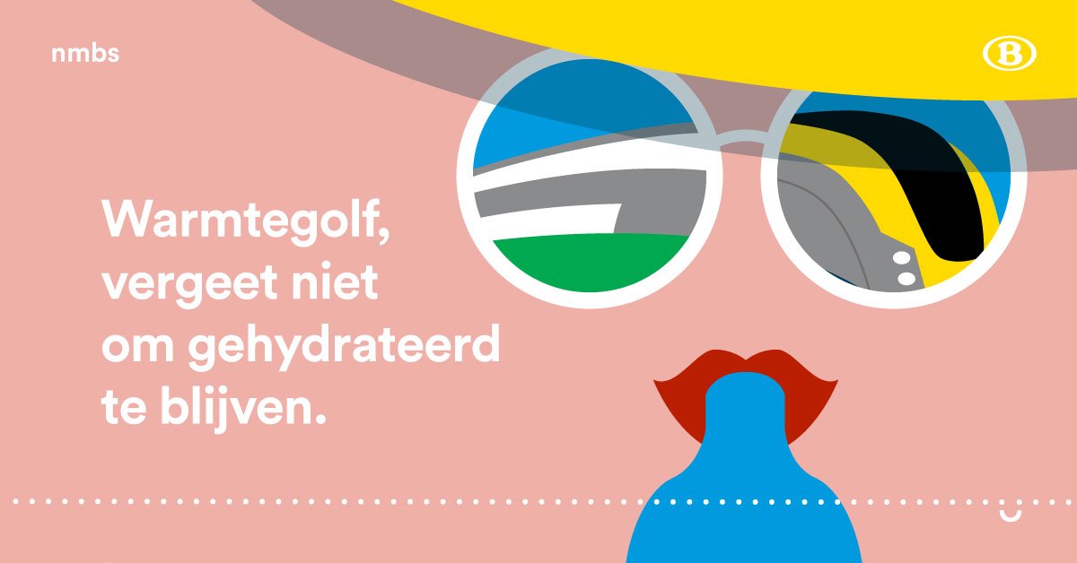 NMBS's tweet photo. Warm weer voorspeld komende dagen! 😎☀️
Drink voldoende water!
#NMBS https://t.co/3T8jURYTCm