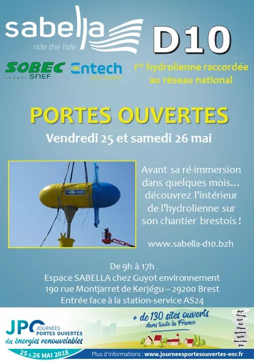 SabellaTidal's tweet photo. Portes ouvertes SABELLA, c'est parti ! Rendez-vous aujourd'hui et demain de 9h à 17h pour découvrir l'intérieur d'une #hydrolienne ! #JPOEnR #hydrolien #EMR #Brest #Bretagne https://t.co/yxOcFvHx5e