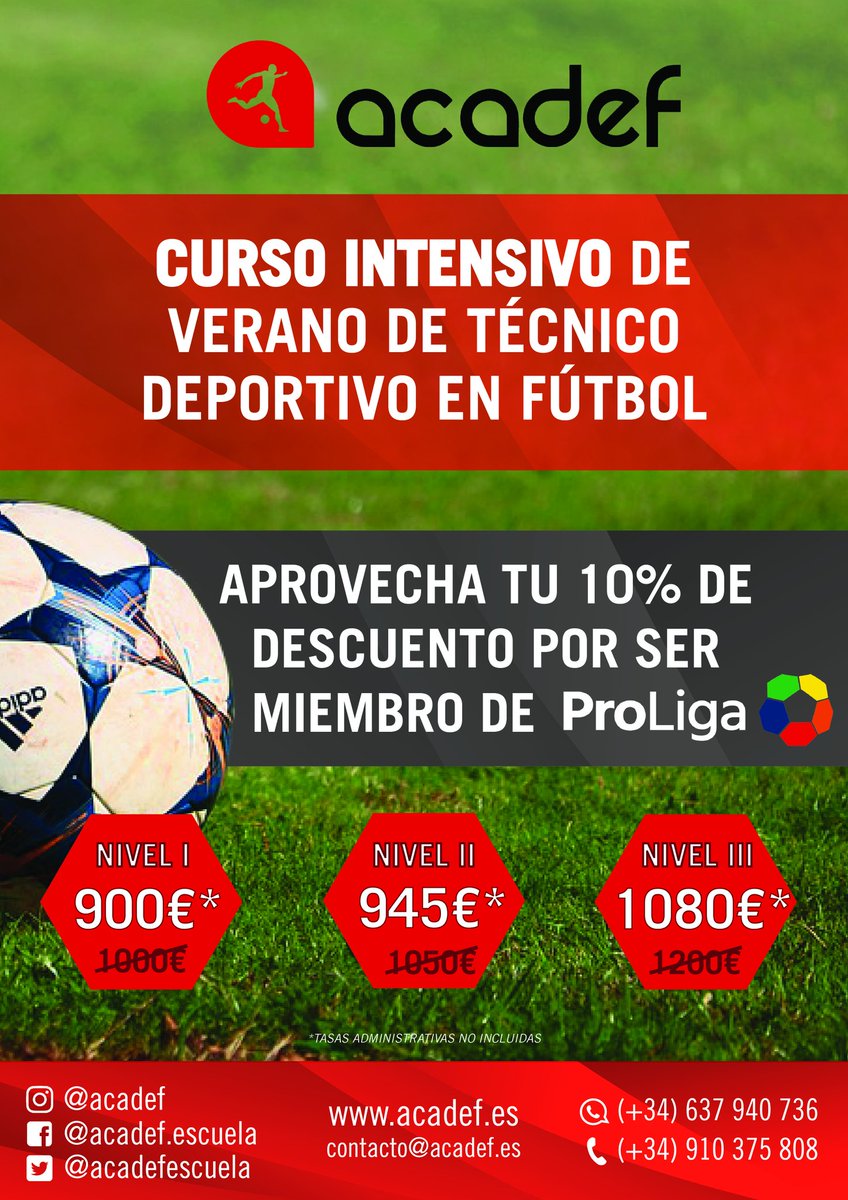 Para todos los abonados, monitores, entrenadores y alumnos de la escuela de fútbol. Recibirás un 10% de descuento. <a href="/acadefescuela/">ACADEF Escuela</a>