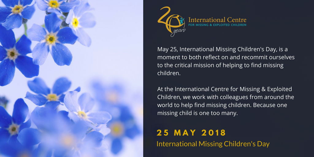 ICMEC_official's tweet photo. Today is International Missing Children's Day. Join us in commemorating it. 
#InternationalMissingChildrensDay #JoinUs #May25 #Commemoration #FindMissingChildren https://t.co/bDzf2tZ9kR