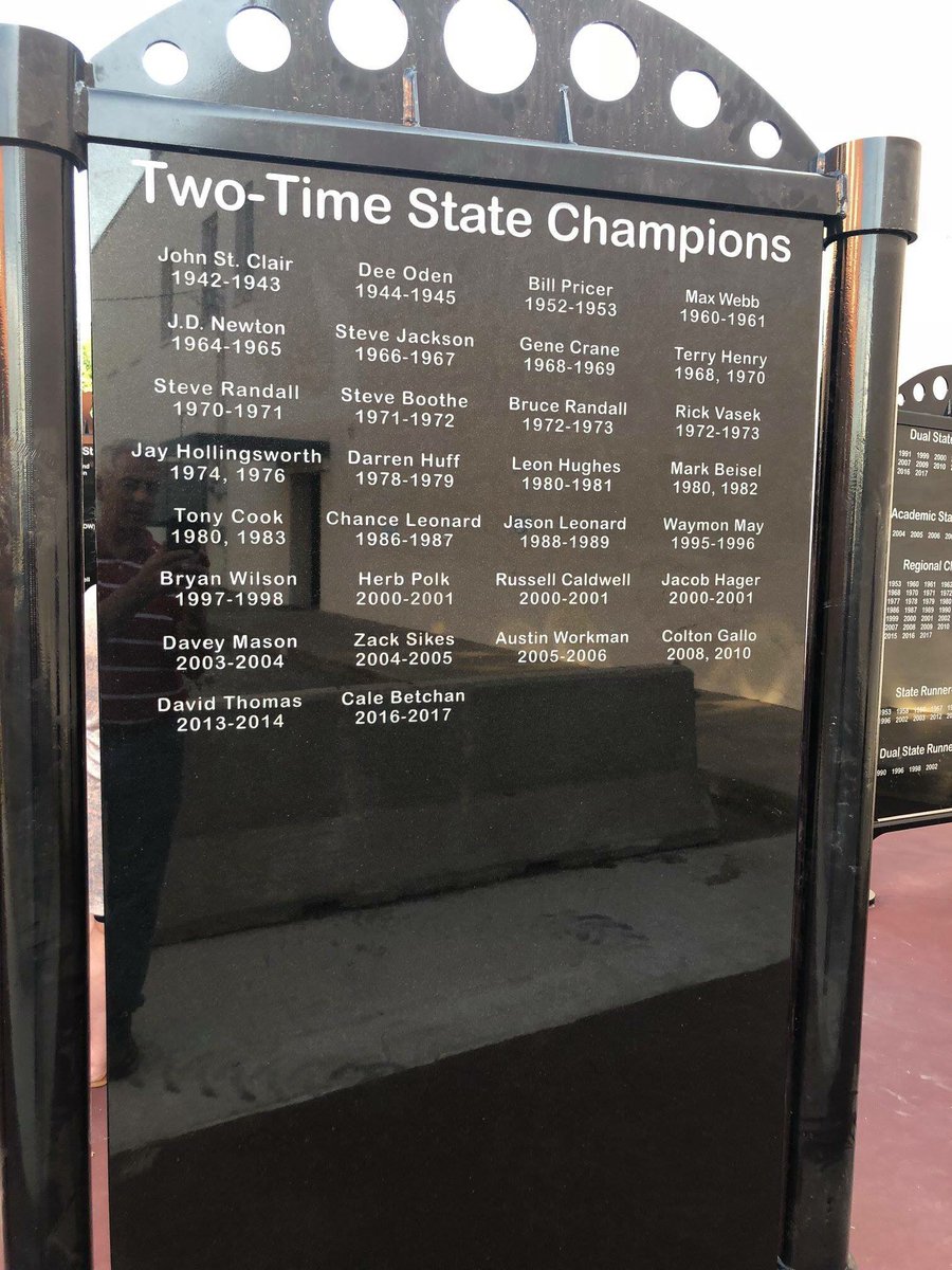 PriceOfLegacy's tweet photo. The one of a kind Perry Wrestling Monument Park recently received an upgrade - another row of granite slabs honoring all who make @PerryWrestling_ the best! https://t.co/adVHTBfpjk