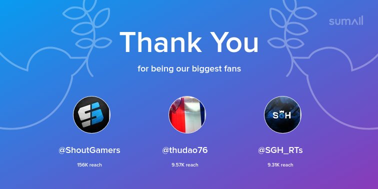 amv_hub's tweet image. Our biggest fans this week: @ShoutGamers, @thudao76, @SGH_RTs. Thank you! via sumall.com/thankyou?utm_s…