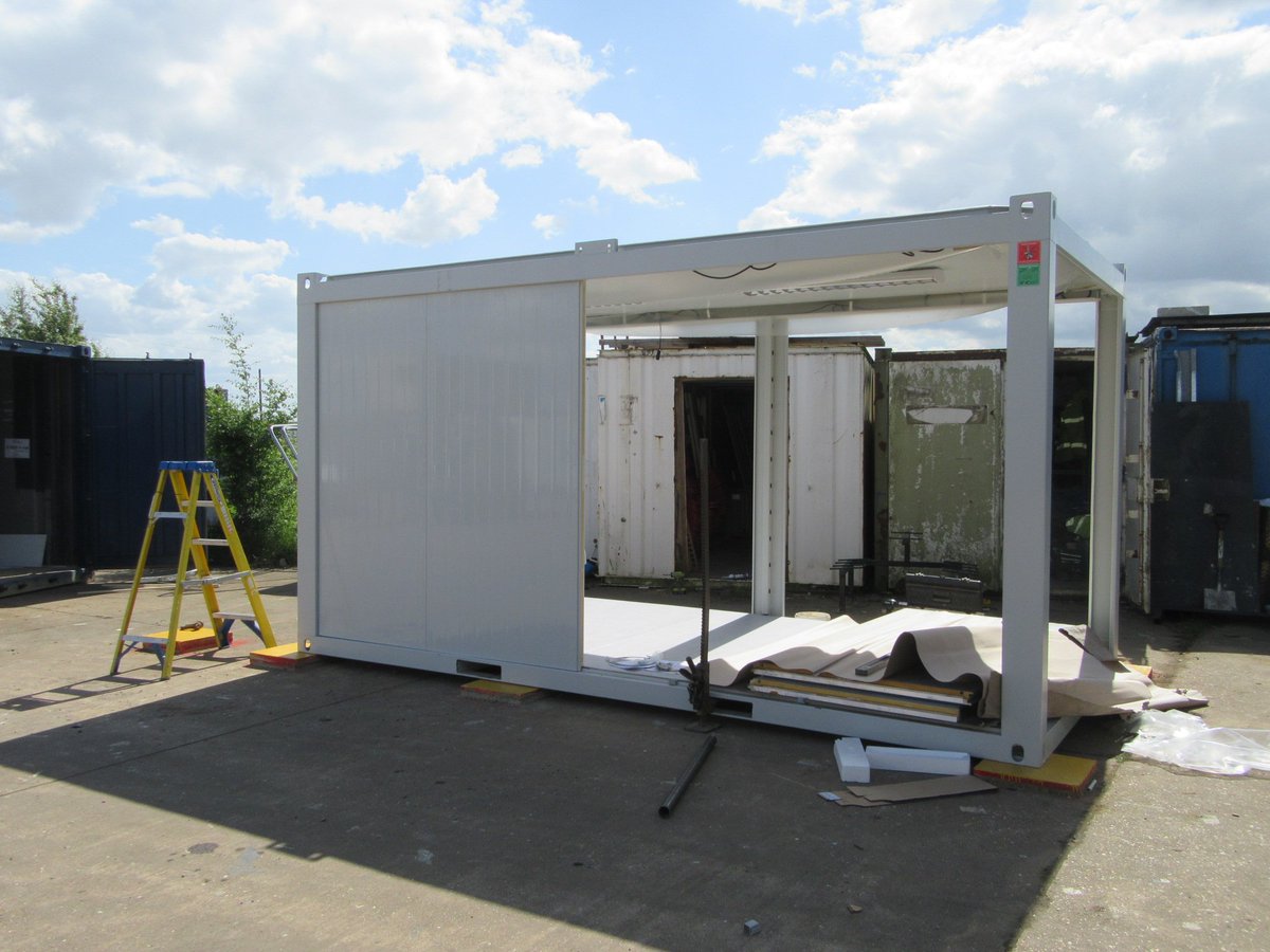 cabins_gb's tweet photo. Flat pack 3 bay #modular building from #Austria being #constructed at our depot before delivery to Huntingdon #containex https://t.co/ZgslI49xG1