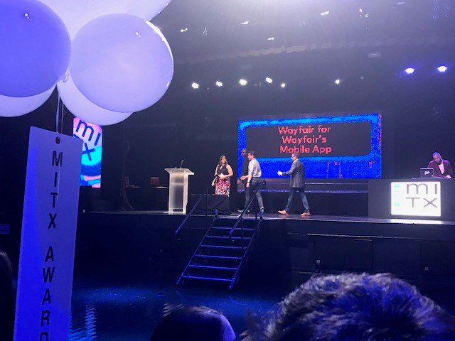 wayfairatwork's tweet photo. Last night, the masterminds behind our award-winning app attended the @MITX gala to accept our award for Best Use of AR/VR! Congrats to the team #wayfairatwork #wayfairtech #ARVR https://t.co/OLAT12xILU