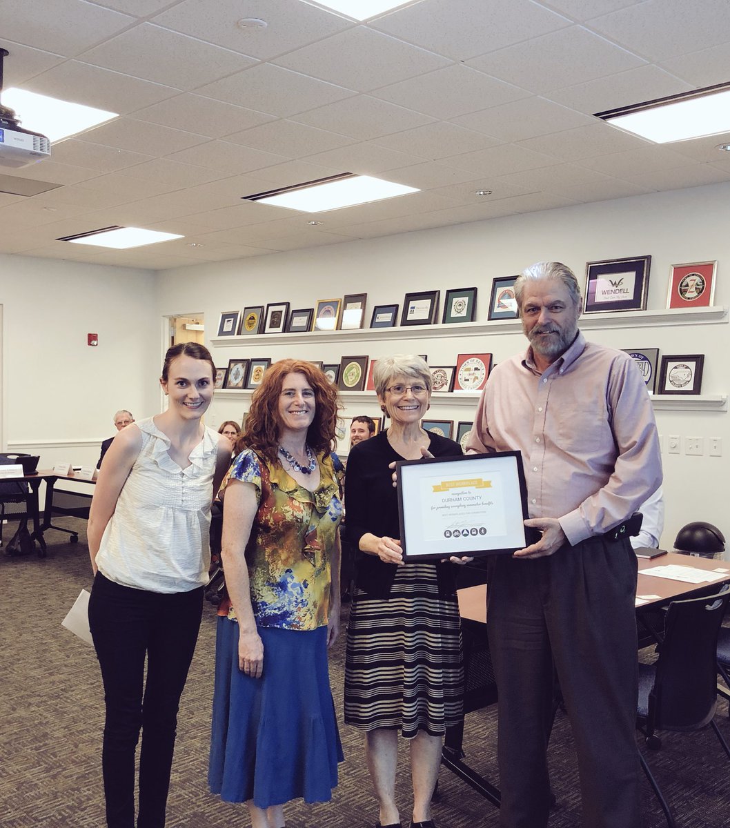 CentralPinesNC's tweet photo. This week our Board recognized @DurhamCounty as the newest @BestWorkplaces in our region for offering AWESOME commuter benefits to their staff. #telework #altcommute https://t.co/3sPFwjuBVU