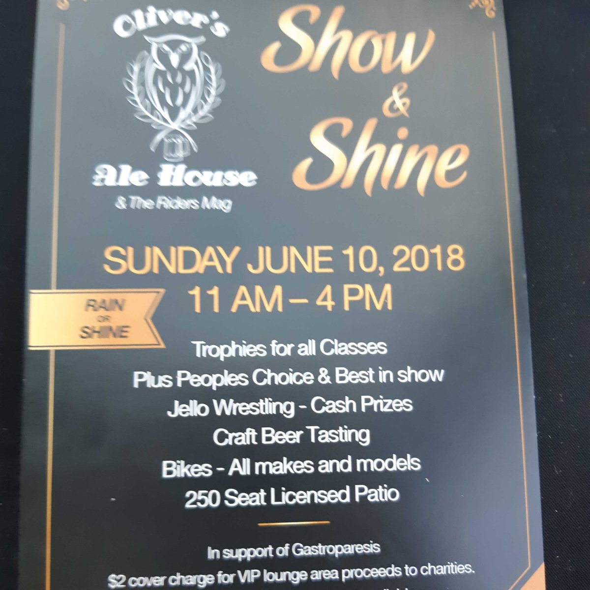 oliversalehouse's tweet photo. Join us @oliversalehouse @insauga on Sunday, June 10 for our 2nd Bike Show N Shine for Gastroparesis. 
#craftbeertasting #Gastroparesis 
#warrior #piefacechallenge #HarleyDavidson #rider #local https://t.co/eBlm08907m