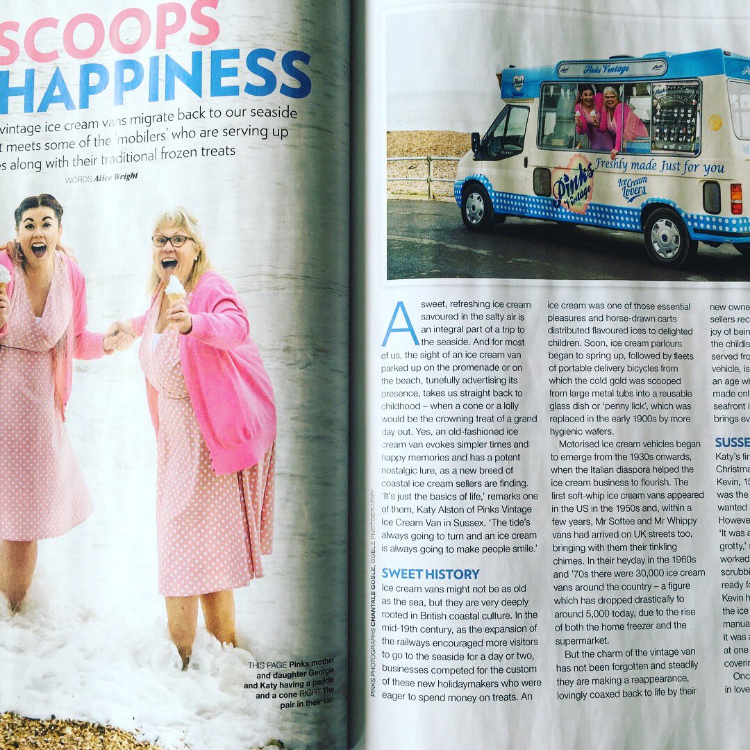 Alice_Writer's tweet photo. It was such a delight writing about  vintage ice-cream van businesses @cobblesices @cecilonicevan &amp; @pinksvintageuk for the July issue of @coastmag #coastalliving #vintageicecreamvans #seaside https://t.co/4fhNGN86KN
