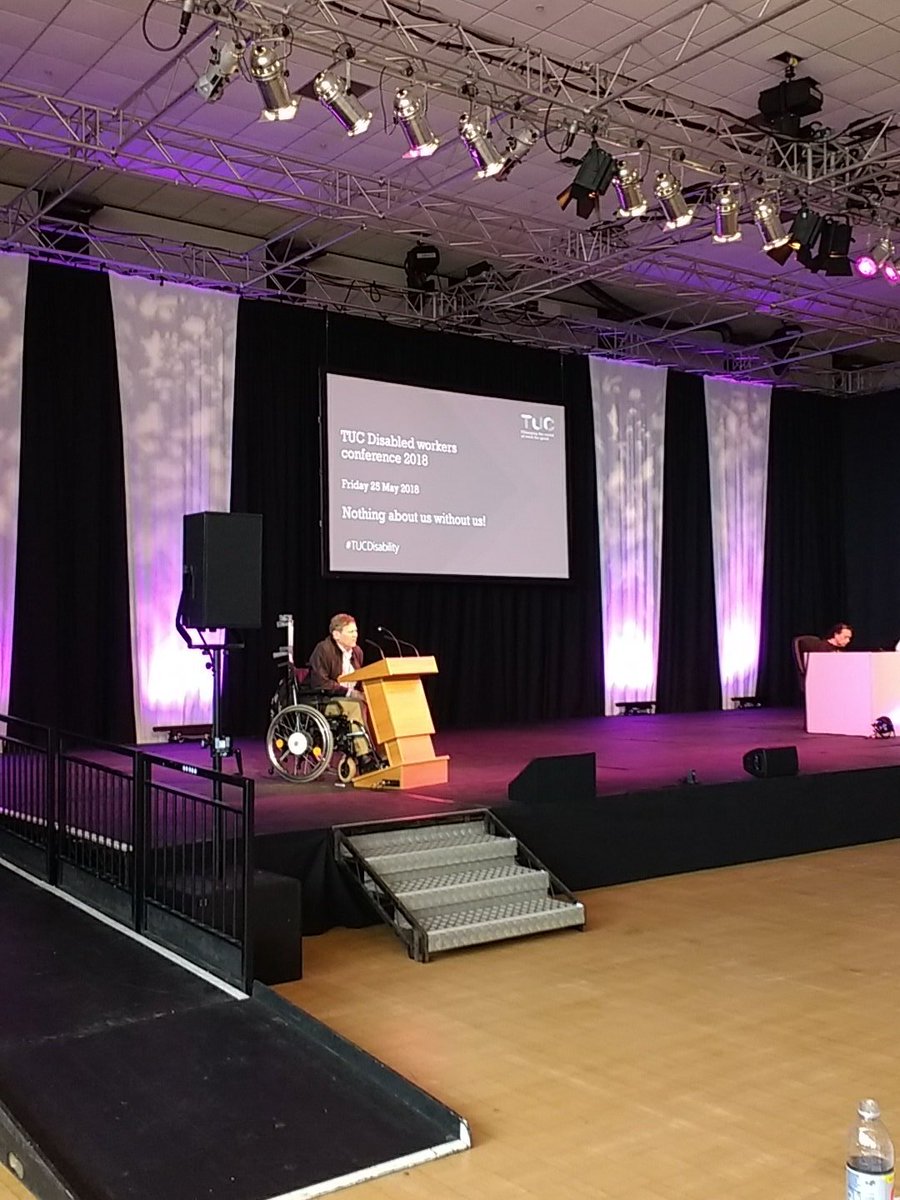 Richard Rieser <a href="/NEUnion/">National Education Union</a> delegation supporting <a href="/WeAreTheMU/">Musicians' Union</a> motion on accessible stages and venues. "Narrowing of the curriculum and funding cuts are depriving all children of a music education"