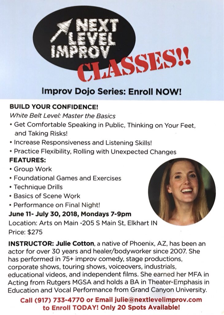 improvjulie's tweet photo. Come and join us for our summer Improv Dojo Series! Call (917)733-4770 or email julie@nextlevelimprov.com to enroll! https://t.co/nxiG3Q9mOH