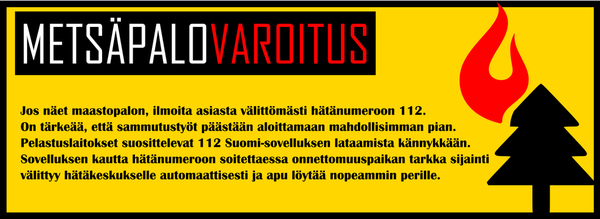 pela_eh_pir's tweet photo. Pyydämme teitä jakamaan seuraavan tärkeän tiedotteen:

Metsäpaloindeksi nousemassa historiallisen korkeaksi:
https://t.co/XHW3qXdOo6

#metsäpalo #varoitus #112 #pelastuslaitos https://t.co/MJ38UOmzMq