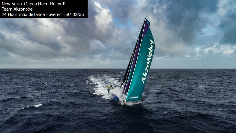 RaceExperts's tweet photo. New @volvooceanrace 24-hour Distance record! (PROVISIONAL) @teamAkzoNobel have surpassed the previous record of 596.6 Nm set by Ericcson 4 in 2008. They have sailed 597.03 Nm which could still increase! #WatchLog https://t.co/G2moK2nYGG
