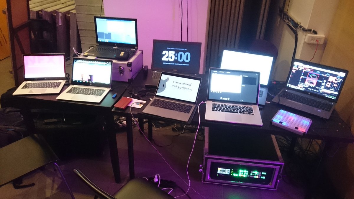 em_piter's tweet photo. In case you wondered how many laptops it takes to run #soapconf smoothly 😁 https://t.co/tpJAVRU5II