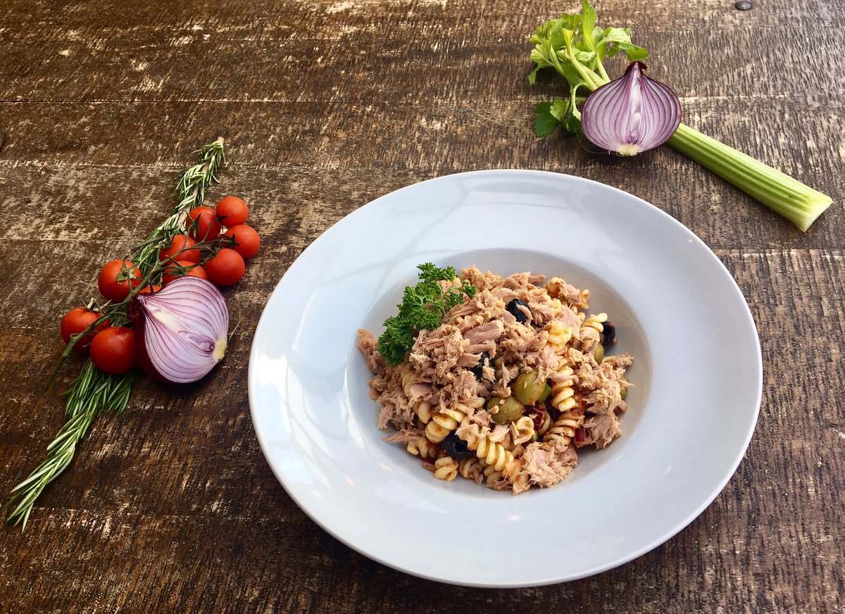 Special app - Fusilli pasta salad with tuna, black &amp; green olives, red onion &amp; celery. Served with a tomato pesto dressing.
#marbella 
#marbs 
#puertobanus
#marbellafood 
#marbellalife 
#marbellalifestyle 
#foodies
#takeawayfood 
#takeaways
#takeawaymarbella
#fooddelivery