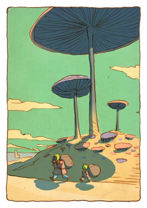 イラスト「かつてきょだいな」キノコってすごくおもしろい。 