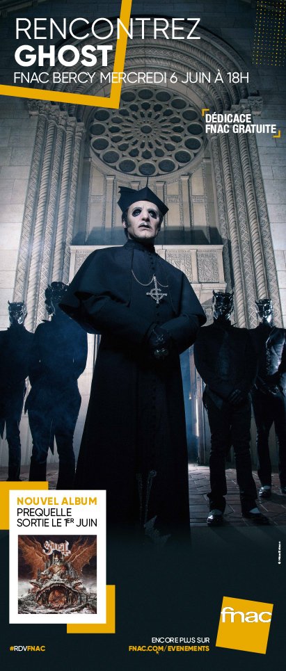VirginRecordsFr's tweet image. 📣 Avis aux fans de @thebandGHOST !
Cardinal Copia sera le 6 juin à la Fnac à 18H, quelques jours seulement après la sortie du nouvel album 'Prequelle'.

'Prequelle' toujours disponible en précommande 
💿 GhostFR.lnk.to/Prequelle