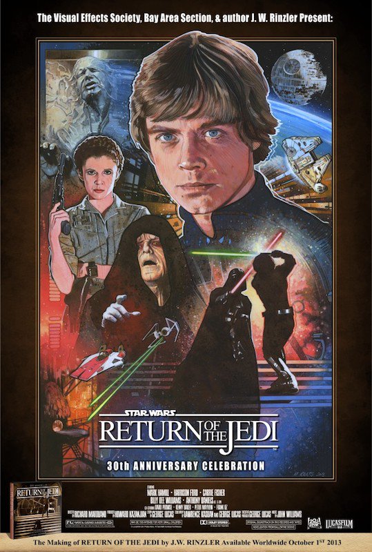 Return of the Jedi is 35 years old today and it was my great pleasure to do this poster commemorating its 30th anniversary - five years ago

#ReturnOfTheJedi #StarWars #Lucasfilm #GeorgeLucas #MarkHamill #ILM #IndustrialLightAndMagic