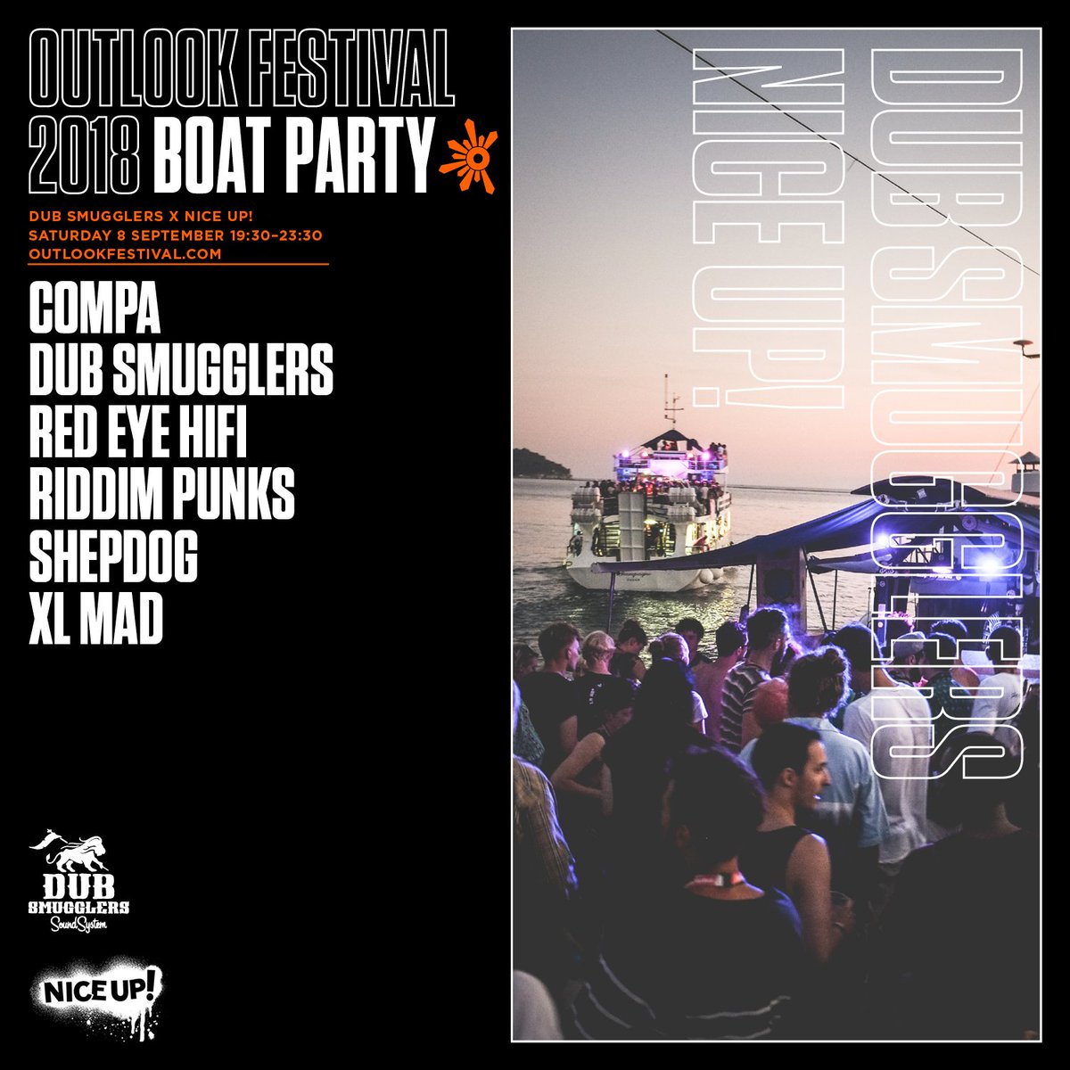 Ahoy there! Tickets now available for our boat party alongside <a href="/DubSmugglers/">Dub Smugglers</a> at <a href="/OutlookFestival/">Outlook Festival</a> featuring <a href="/CompaUK/">Compa</a> <a href="/RedEyeHiFi/">Red Eye HiFi</a> <a href="/riddimpunks/">Riddim Punks</a> <a href="/djshepdog/">Shep</a> and <a href="/XL_MAD/">Xl Mad</a> 

🚢 bit.ly/2IK9xdZ