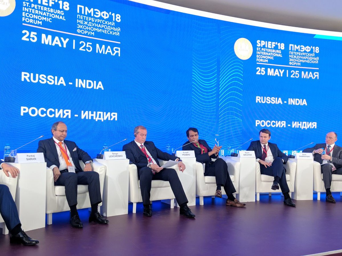 sureshpprabhu's tweet photo. Participated in the India Russia Business Dialogue at #SPIEF2018.
Spoke about the huge potential two countries hold in the areas of agriculture, services, knowledge industry,innovation etc. https://t.co/ND5gkX28EI