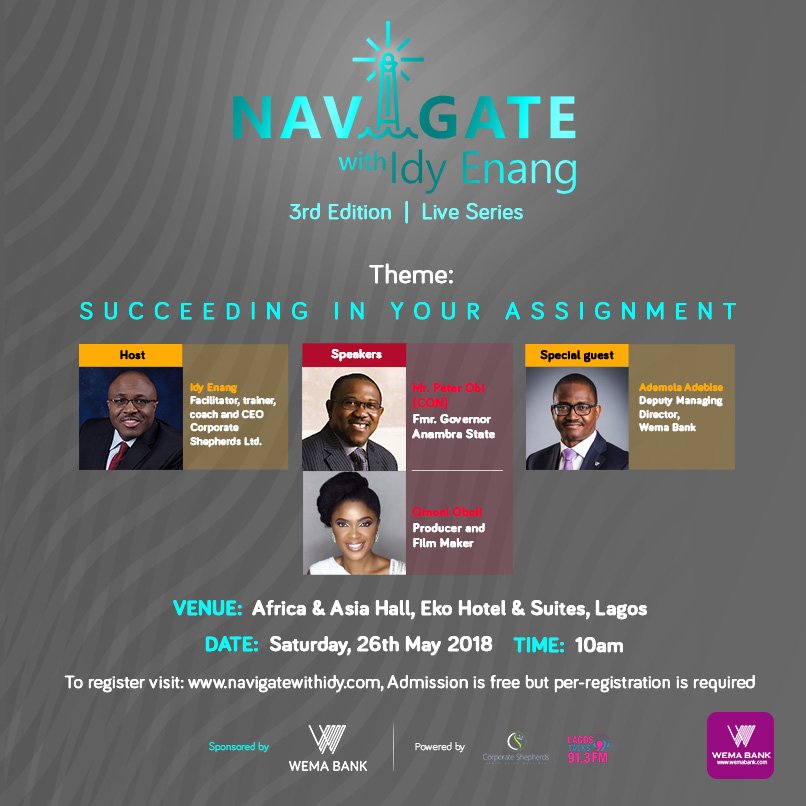 wemabank's tweet image. Not all #SaturdaysareforOwanbes others are for real discussions. Register to attend #NavigateWithIdy Live hosted by @IdyEnang. Peter Obi and @omonioboli will be speaking on Succeeding in your Assignment.